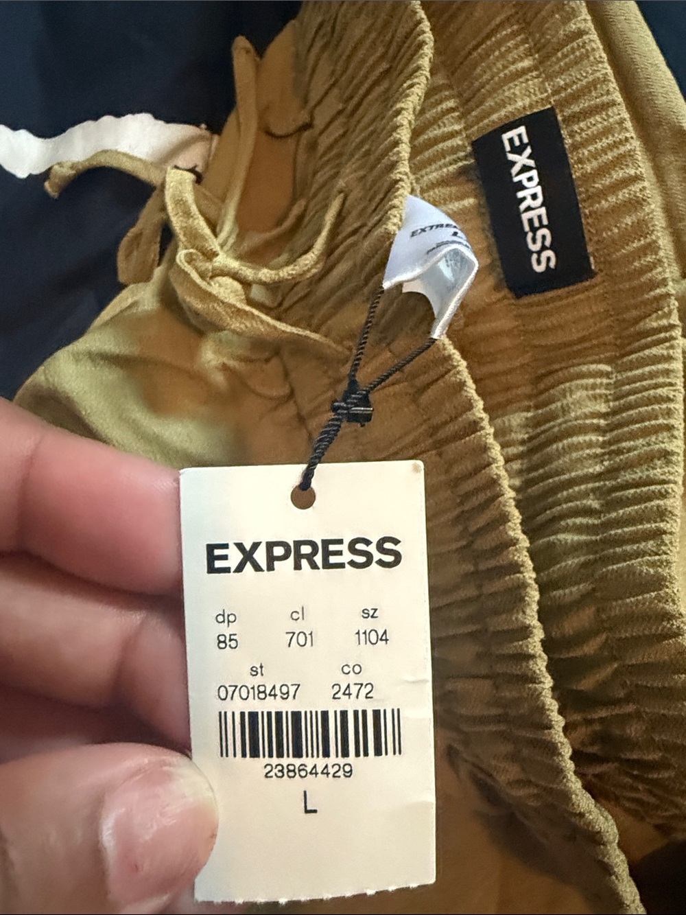 Express Olive Wide-Leg Drawstring Pants - Picture 2 of 3